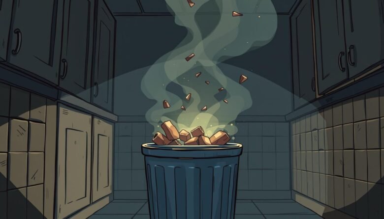trash can odors, deodorizing trick, freshness